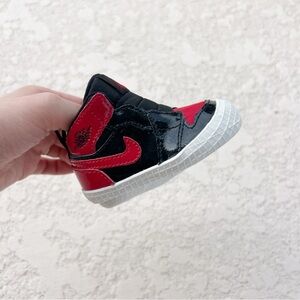 Nike Air Jordan 1 Retro Patent Bred AT3745-063 OG Crib Booties Sneakers Size 2C